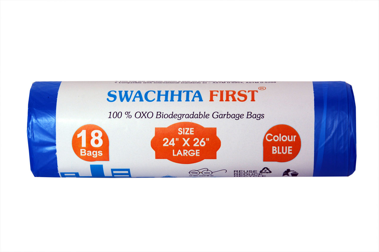 Swachhta First Oxo Bio Degradable Garbage Bags - Blue Large | 24 x 26 inch 18 pc Combo
