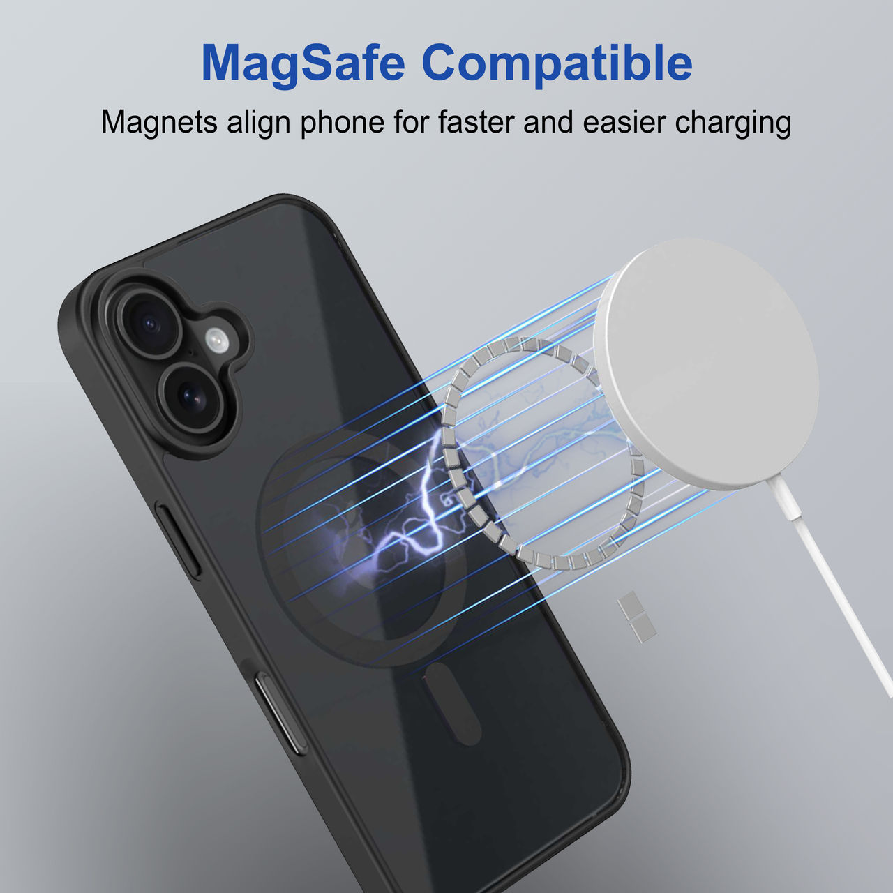 Zapcase Back Cover For Apple Iphone 16 (MagSafe-Black)