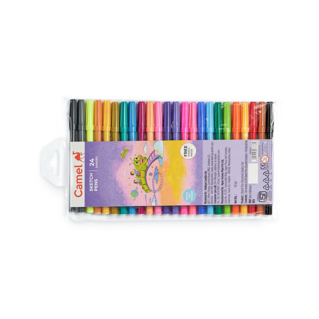 Camel Sketch Pens 24 Shades With Stencil