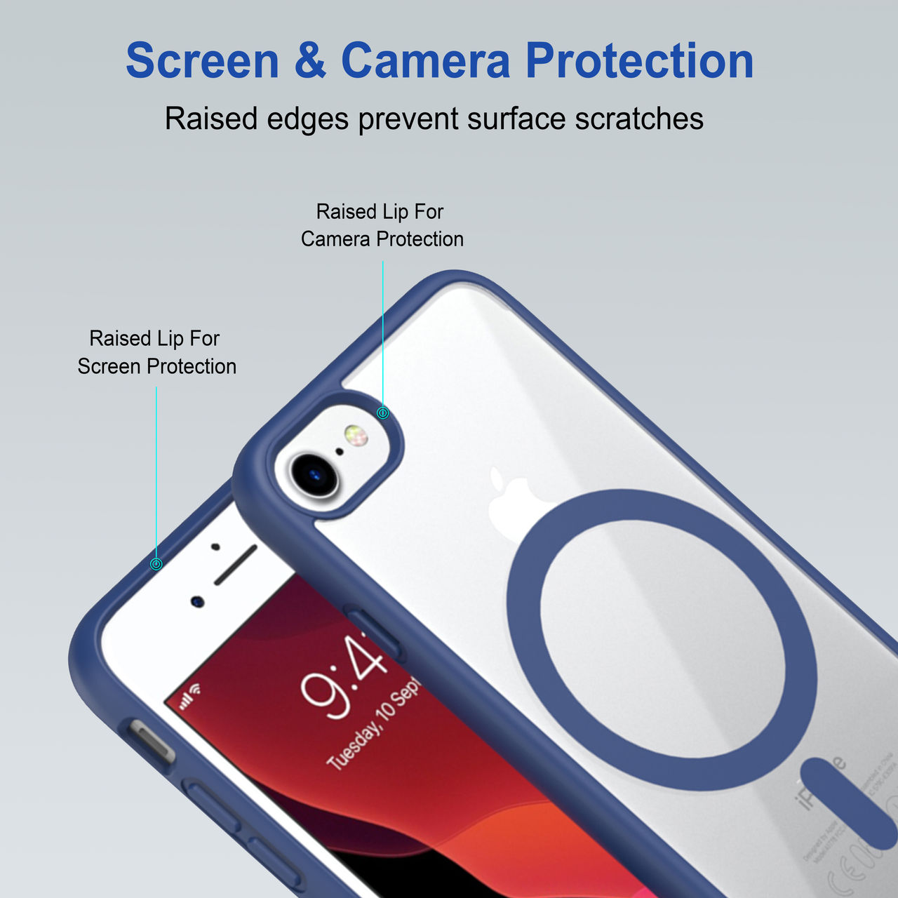 Zapcase Back Cover for Apple iPhone 7 | Apple iPhone 8 | Apple iPhone SE 2020 | MagSafe-Blue