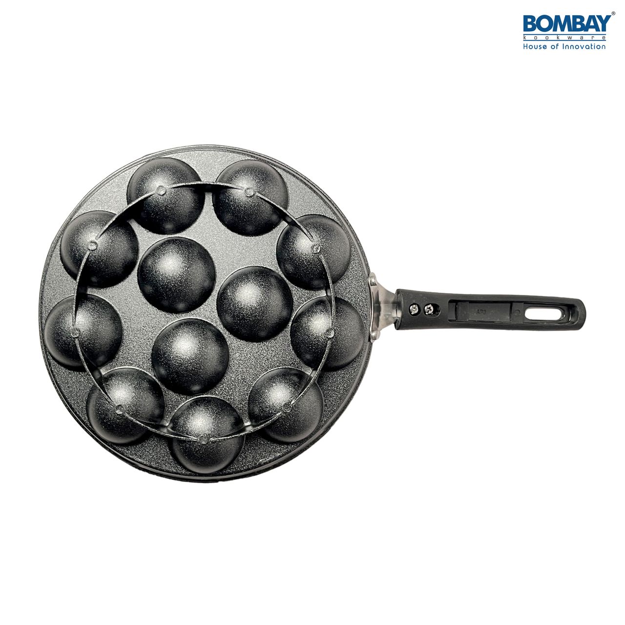 Non-Stick 12 Cavity Appam Maker with Stainless Steel Lid - Single Handle