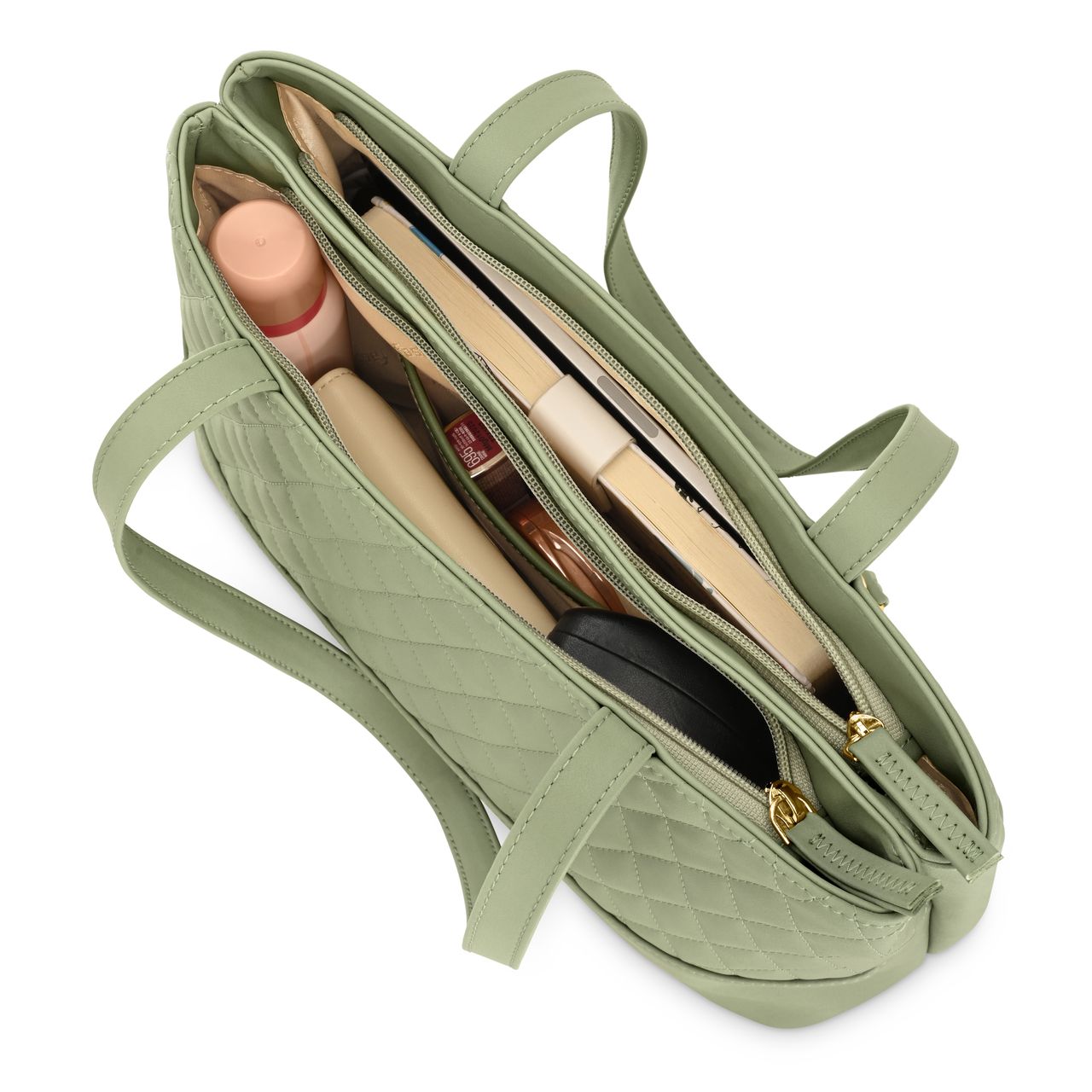 Fastrack Women's Textured Structured Shoulder Bag With Quilted Detail | Khaki