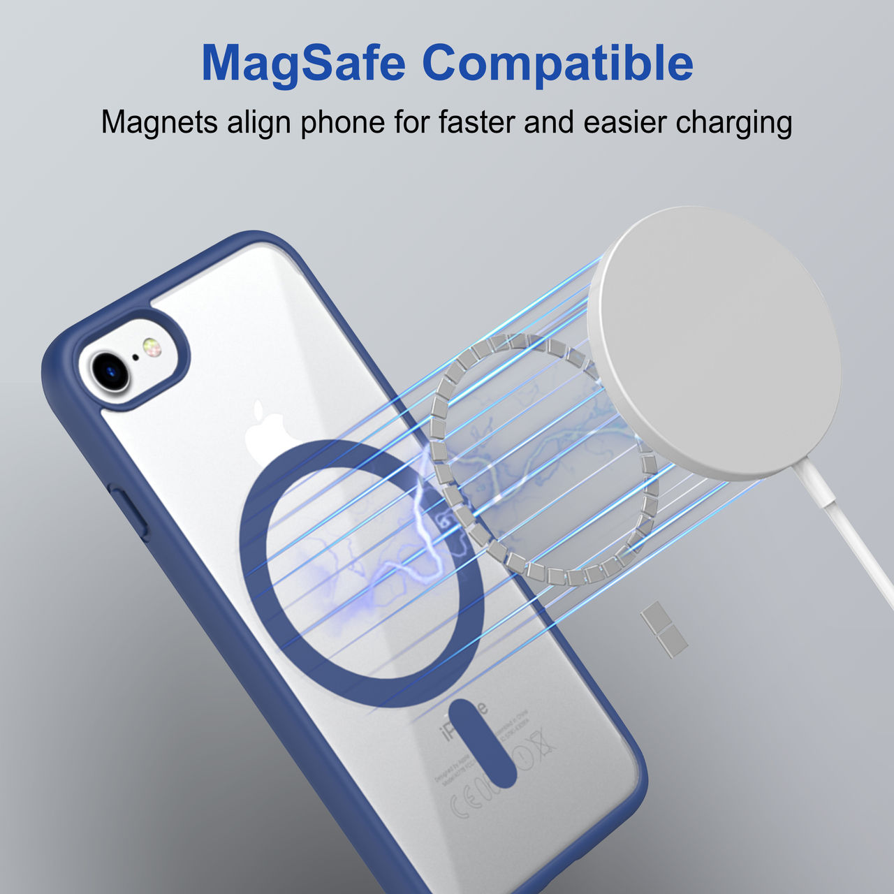 Zapcase Back Cover for Apple iPhone 7 | Apple iPhone 8 | Apple iPhone SE 2020 | MagSafe-Blue