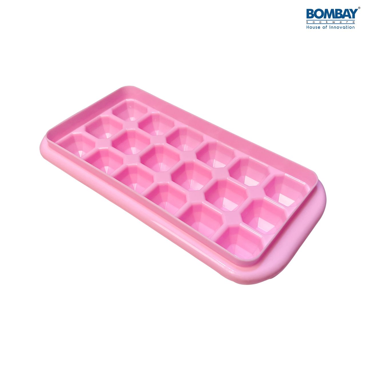 Ice Tray With Lid 18 Cubes Tray (Pink)