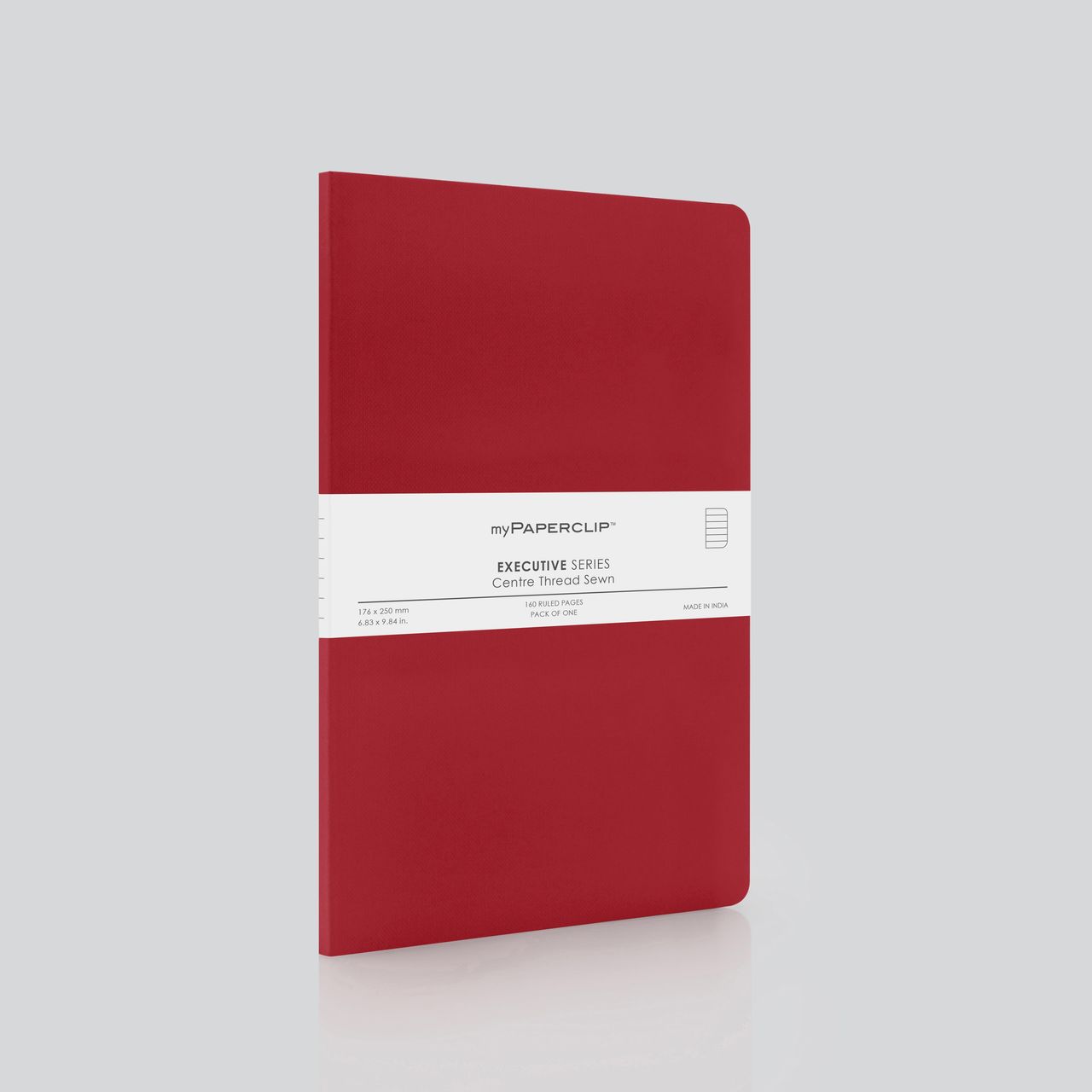 myPAPERCLIP Centre Stitch Notebook | B5 Size | Red 160 Ruled Pages Natural Shade