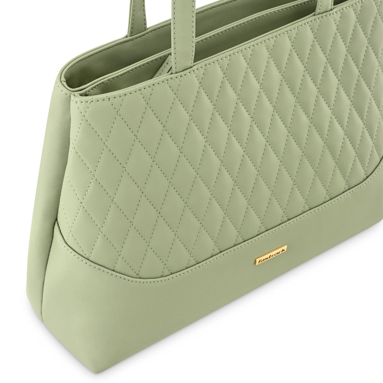 Fastrack Women's Textured Structured Shoulder Bag With Quilted Detail | Khaki