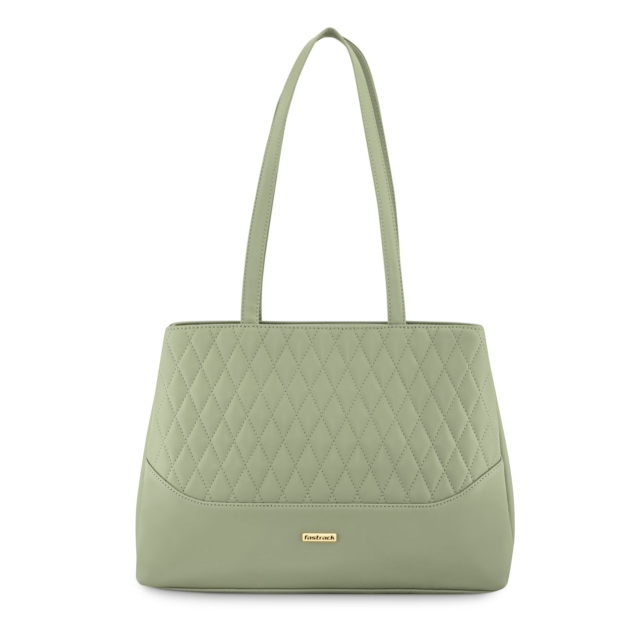 Fastrack Women's Textured Structured Shoulder Bag With Quilted Detail | Khaki