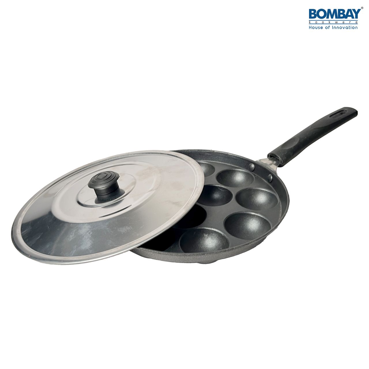 Non-Stick 12 Cavity Appam Maker with Stainless Steel Lid - Single Handle