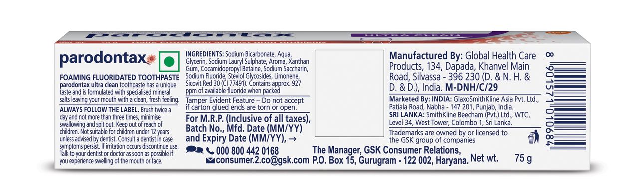 Parodontax Ultra Clean Toothpaste For Daily Protection Against Gum Problems
