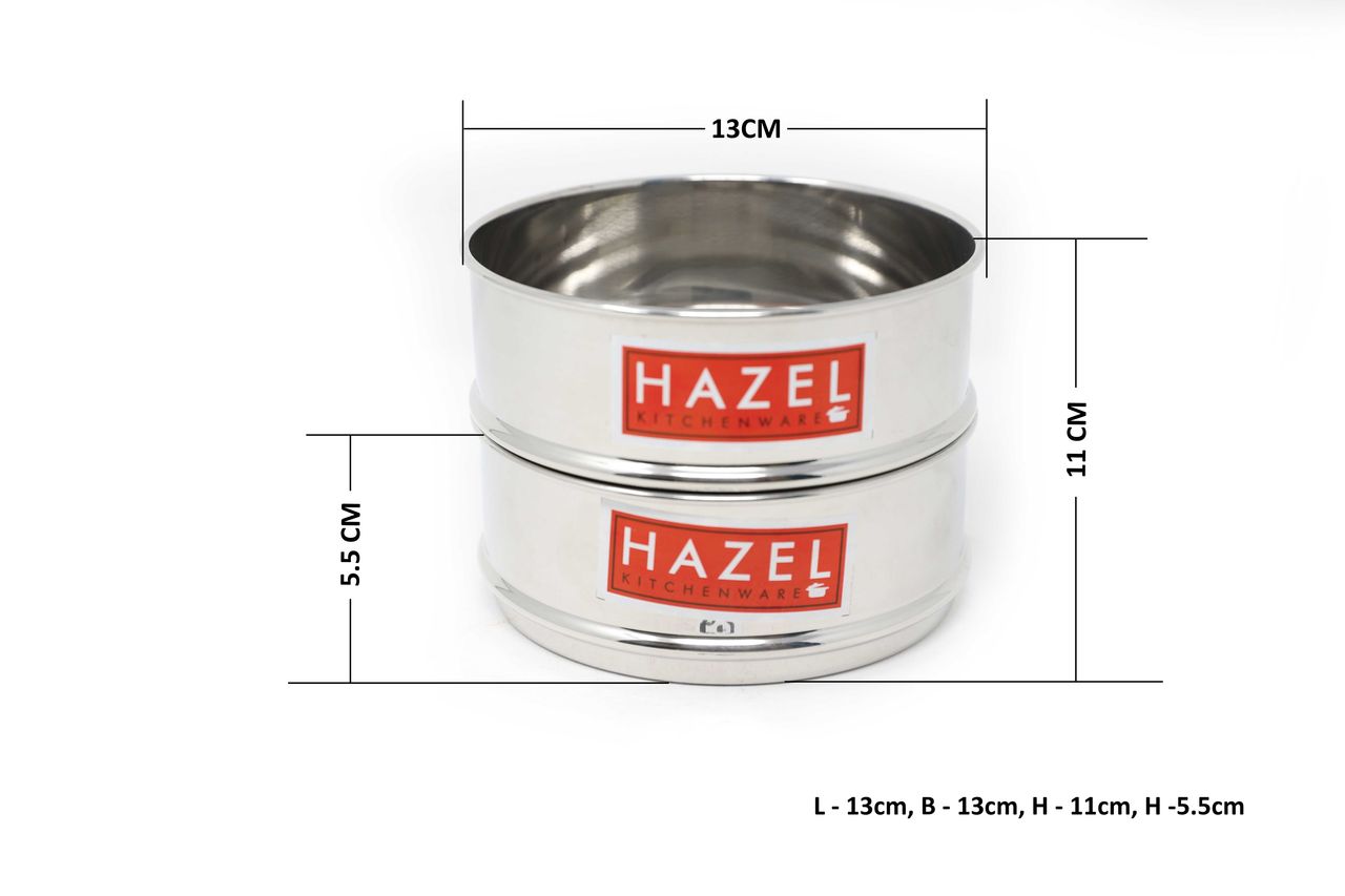 Hazel Stainless Steel Stackable Separator | 13 Cm Cooker Dabba Fits In 3 Litre Cooker, Set Of 2