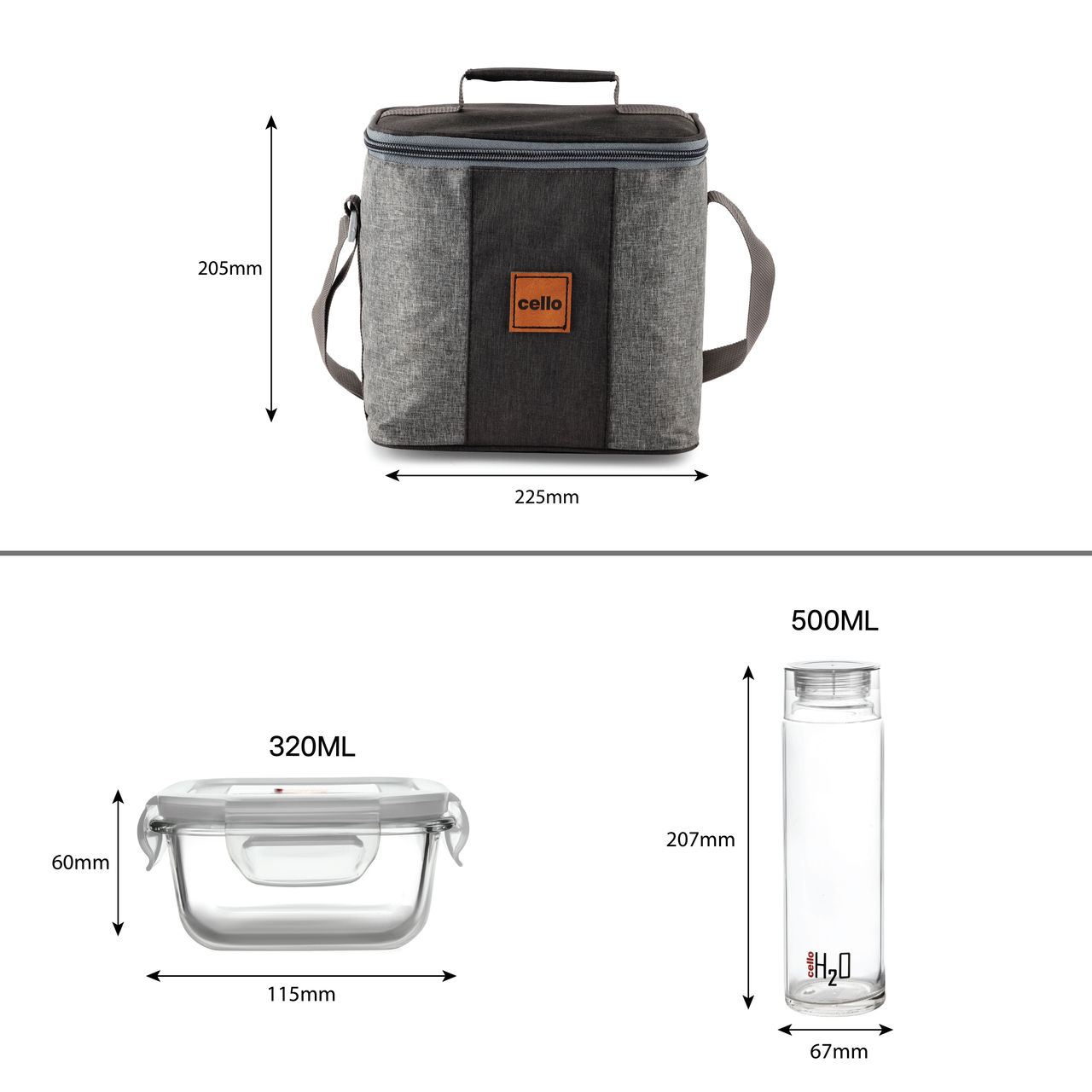 Cello Glassy Mix Lunch Box |Microwavable Borosilicate Glass |2 x 320 ml and 2 x 240 ml