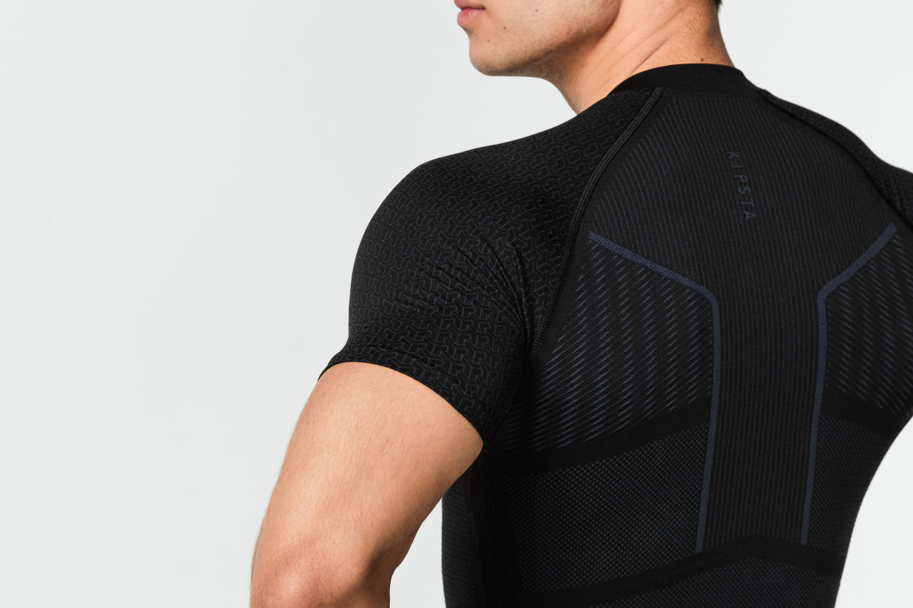 Kipsta By Decathlon Men's Football Short Sleeve Compression Base Layer T-shirt | Black - S