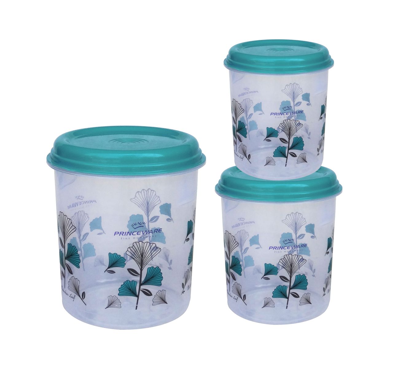 Princeware Classic Tall Aata/dal/rice Container Set of 3 | 4.05 L+7 L +12 L Printed-blue