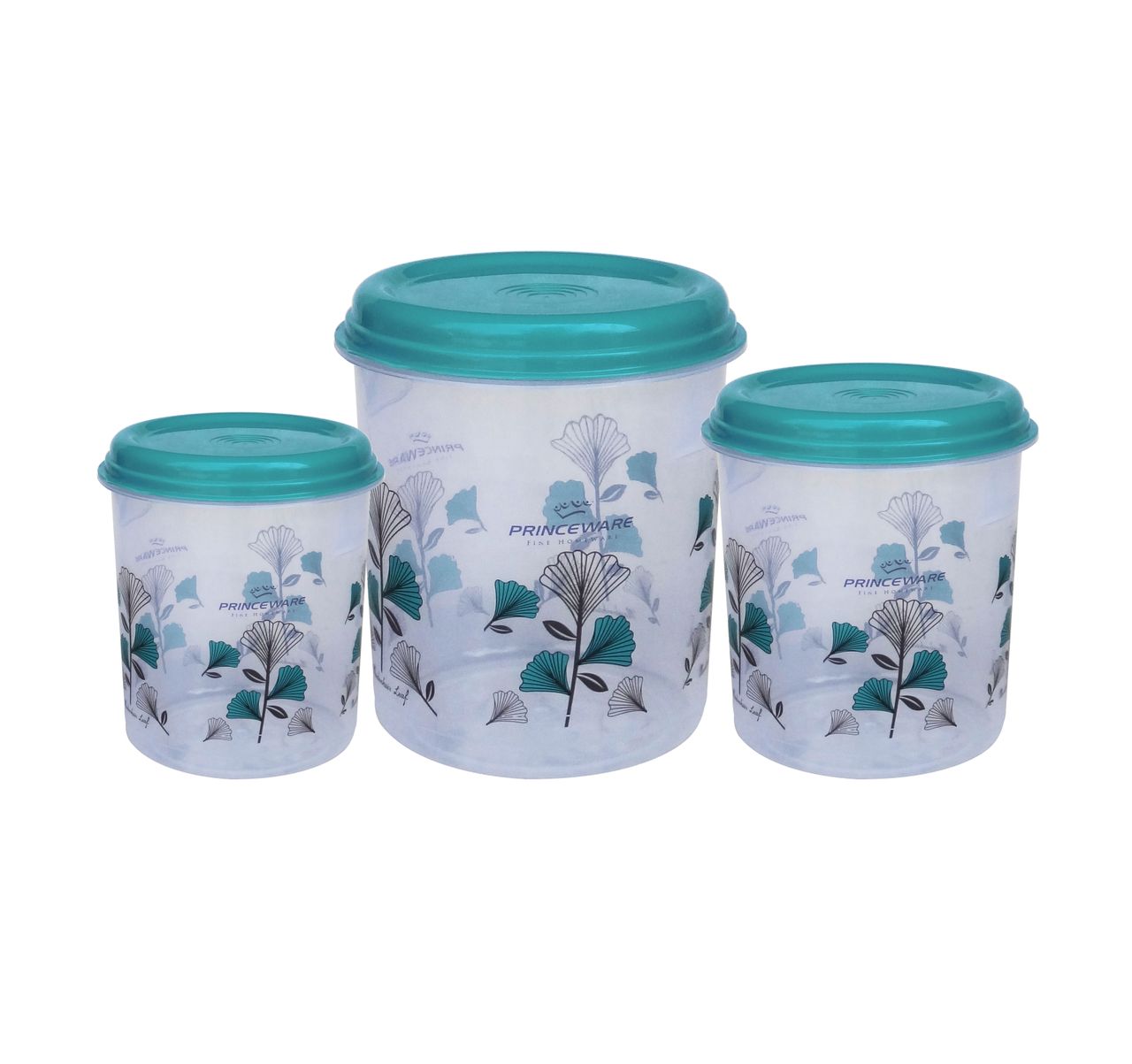 Princeware Classic Tall Aata/dal/rice Container Set of 3 | 4.05 L+7 L +12 L Printed-blue
