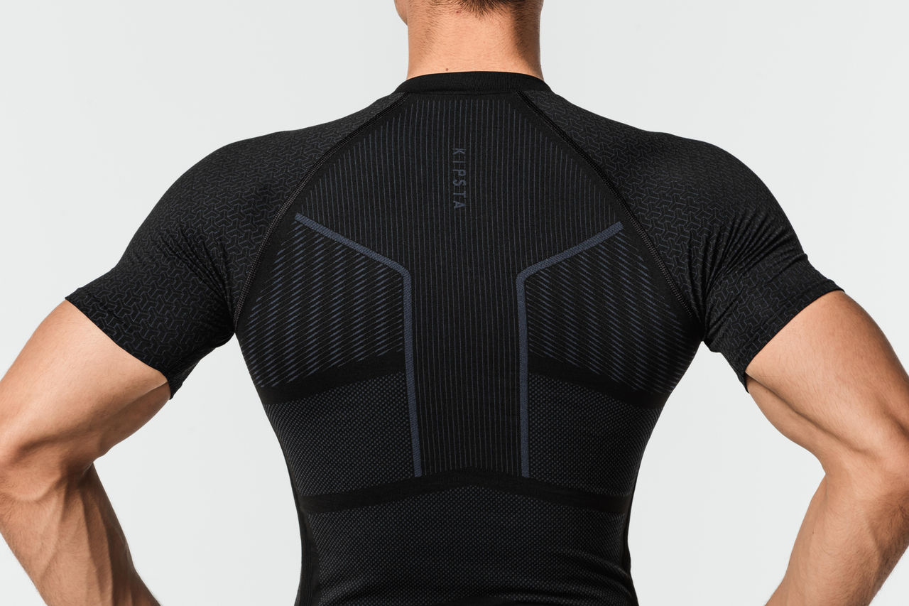 Kipsta By Decathlon Men's Football Short Sleeve Compression Base Layer T-shirt | Black - S