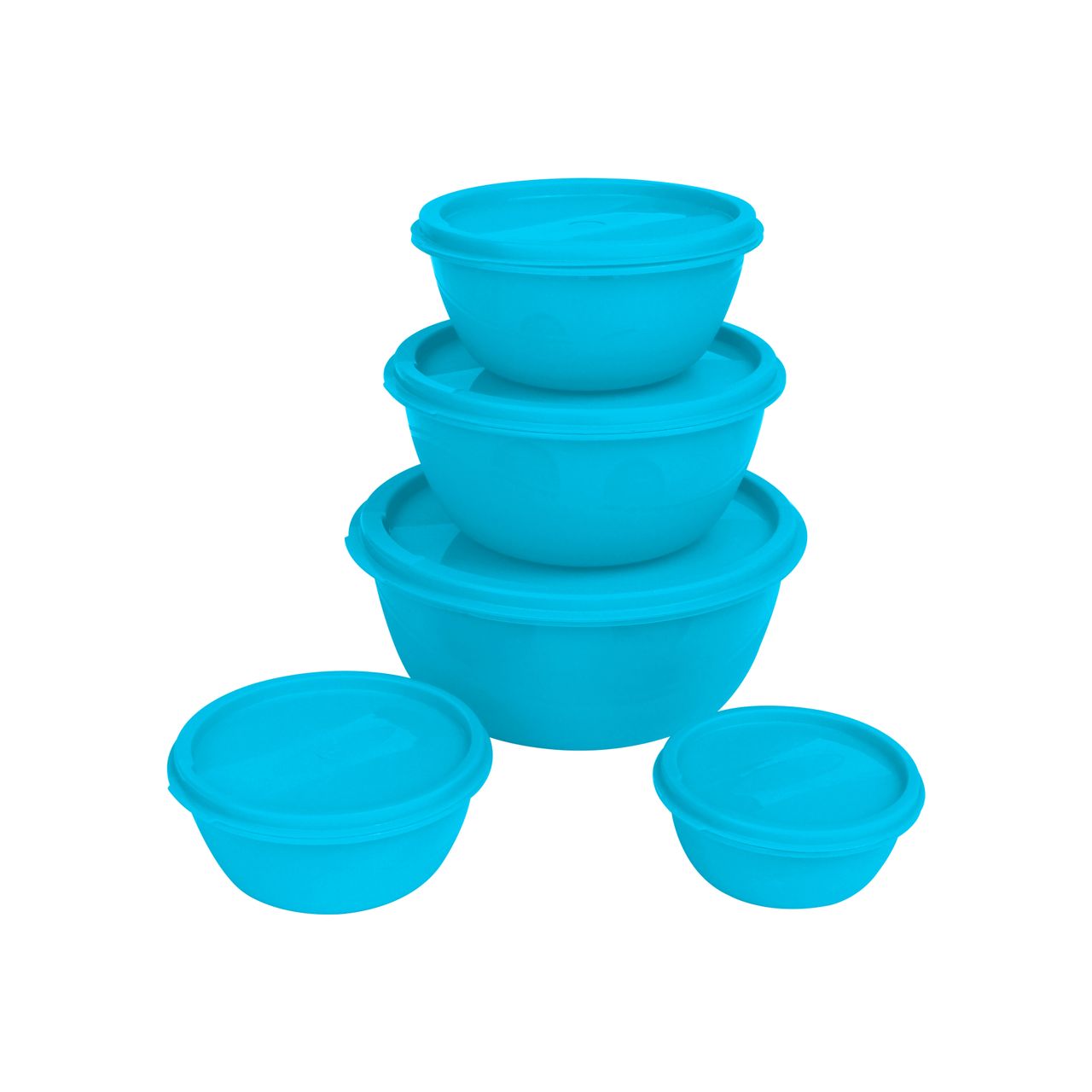 Princeware Store Fresh Bowl Container Set of 5 Pcs | 295 ml+525 ml+900 ml+1.6 L+ 2.6 L Blue