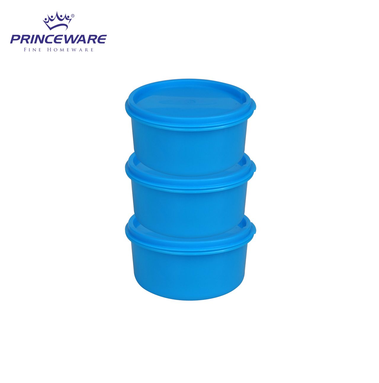 Princeware Store Fresh Round Container Set of 3 Pcs | 100 ml Each Blue