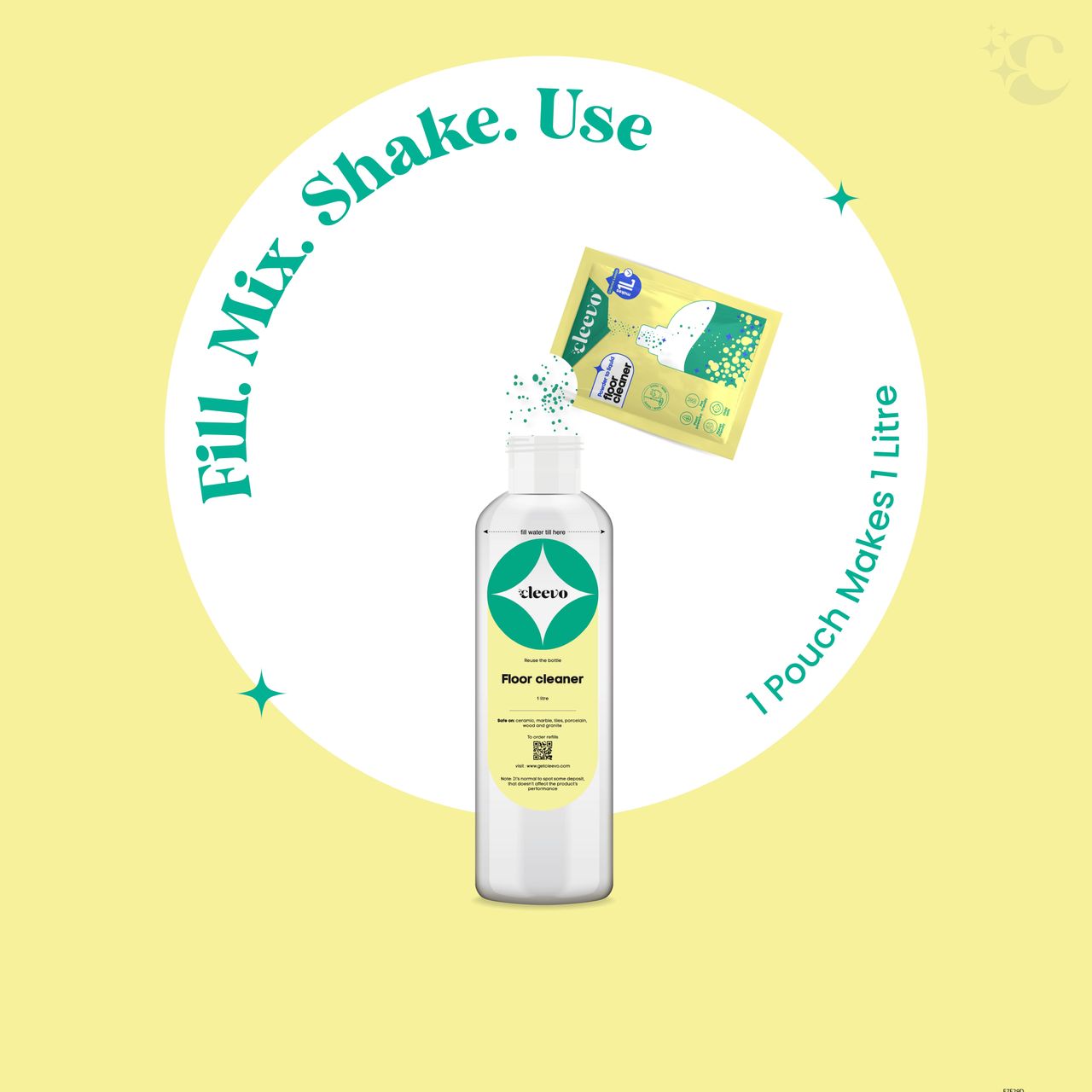 Cleevo Lemon Powder To Liquid Floor Cleaner | Non-Toxic Eco-Friendly