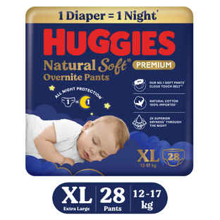 Buy Huggies Natural Soft Overnight Pant Style Diaper | XL | 28 pcs