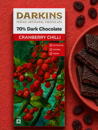 Darkins Indian Artisanal 70% Dark Cranberry & Chilli Chocolate
