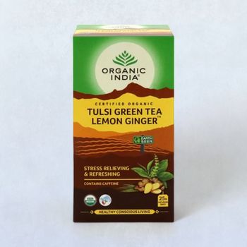 Organic India Tulsi Green Tea Bag Lemon Ginger