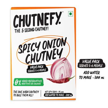 Chutnefy Spicy Onion Chutney - Value Pack | Serves 5-6 People - 0% Additives-Colours-Preservatives