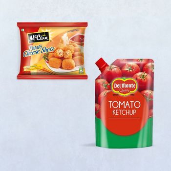 Del Monte Classic Blend Tomato Ketchup(500gms) & Mccain Potato Cheese Shotz(250gms) Combo