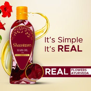 Shaastram Hibiscus & Almond Ayurvedic hair oil to reduce breakage