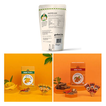 Tangy Imli (Tamarind) 10 Pcs Sour Candy | No Refined Sugar | Lollipop By Go Desi (10pc) & Real Aam (Mango) 10 Pcs | No Refined Sugar | Sour & Sweet Candy | Lollipop By Go Desi (10pc) & Go Desi Desi Popz Kaccha Aam Mango Candy (10pc) Combo 