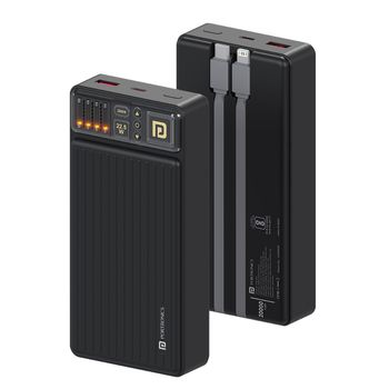 Portronics Luxcell Bind 20K 22.5W,20000mAh Power Bank Built-in 2 Detachable Output Cables(Black