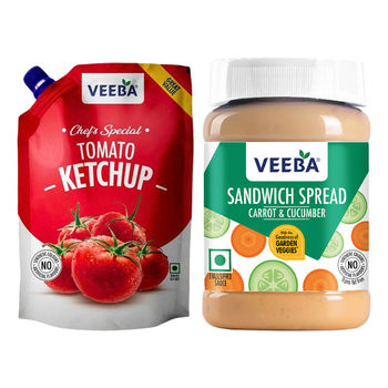 Veeba Sandwich Spread Carrot & Cucumber (250g) & Veeba Tomato Ketchup - Chef'S Special (900g) Combo