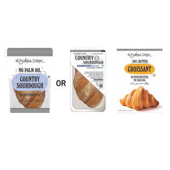 The Baker'S Dozen Country Sourdough No Palm Oil No Preservative (330g) & The Baker'S Dozen 100% Real Butter Croissant With No Preservative (70g) Combo