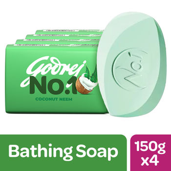 Godrej No.1 Coconut & Neem - Soaps For Bath, Grade 1 Soap (Buy 3 Get 1 Free)