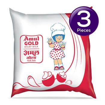 Amul Gold Full Cream Fresh Milk (Pouch) 500 ml X 3 Combo
