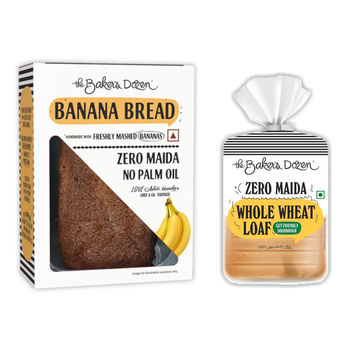 The Baker'S Dozen 100% Whole Wheat Bread - No Palm Oil No Preservative (450g) & The Baker'S Dozen Banana Bread 100% Wholewheat (150g) Combo