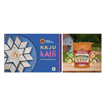 Kaju Katli Classic | Kaju Barfi | Sweets | By Go Desi (200g) & Assorted Candy 20 Pcs, Tangy Imli, Kaccha & Real Aam, Chilli Guava No Refined Sugar (20pc) Combo
