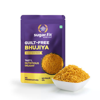 Sugar.fit Guilt-Free Bhujiya - Diabetic Snacks, Rich in Protein, Low Gi Bhujia Namkeen, No Palm Oil