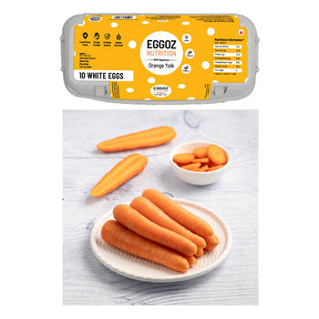 Eggoz Nutrition Protein Rich Farm Fresh White Eggs (10pc) & Carrot Ooty (500g) Combo