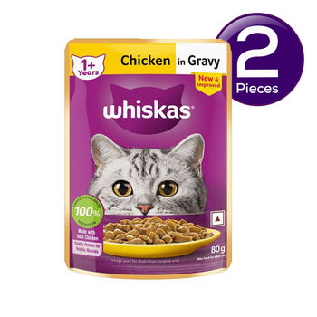 Whiskas Kitten (2-12 Months) Wet Cat Food, Chicken in GravyWhiskas Adult (1+ Years) Wet Cat Food, Chicken in Gravy 80 g Combo