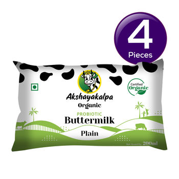 Akshayakalpa Organic Probiotic Buttermilk - Plain 200 ml Combo
