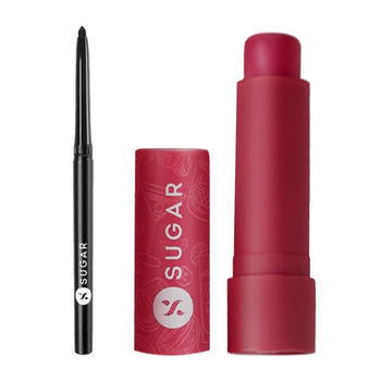 Sugar Kohl Of Honour Intense Kajal - 01 Black Out(300mg) & Sugar Tipsy Lips Moisturizing Balm - 02 Cosmopolitan(4.5gms) Combo