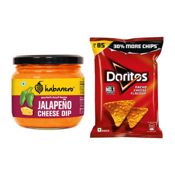 Habanero Jalapeno Cheese Dip(300gms) & Doritos Nacho Chips - Cheese Flavour(153gms) Combo