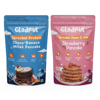 Gladful Strawberry Pancake Jowar And Oats Mix(150gms) & Gladful Choco Pancake Sprouted Millets And Masoor Mix(150gms) Combo