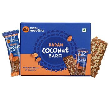 Badam Coconut Barfi, 8 Pcs | Burfi | Sweets | By GO DESi