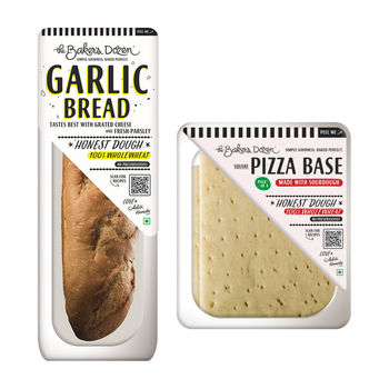 The Baker'S Dozen Pizza Base (Sourdough) 100% Wholewheat(140gms) & The Baker'S Dozen Garlic Bread 100% Wholewheat(160gms) Combo