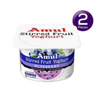 Amul Stirred Fruit Yoghurt- Blueberry 100 g Combo