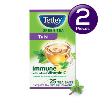 Tetley Green Tea With Tulsi Immune With Added Vitamin C Tea Bags 25 pc Combo