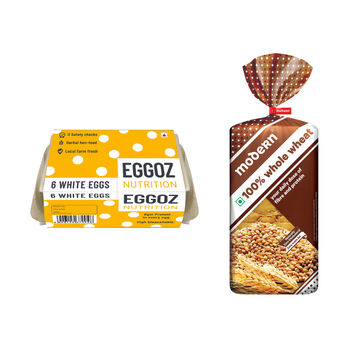 Eggoz Nutrition White Egg(6pc) & Modern Bread 100% Whole Wheat(400gms) Combo