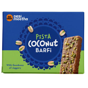 Pista Coconut Barfi, 8 Pcs | Burfi | Sweets | By GO DESi