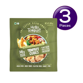 Hello Tempayy Natural Tempeh Cubes Protein & Fibre Rich 200 g Combo